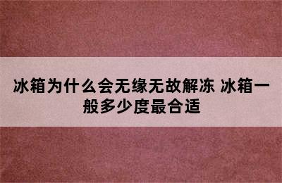 冰箱为什么会无缘无故解冻 冰箱一般多少度最合适